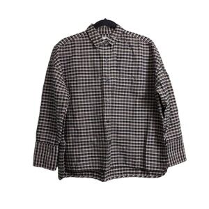 NWT Everlane Plaid Black Brown Beige Long Sleeve Collar Button Up Casual Shirt S